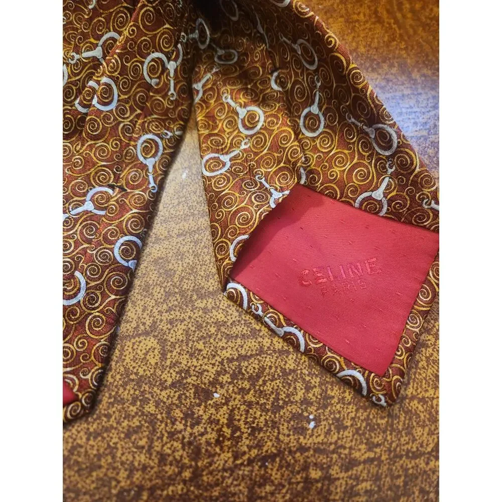 mens vintage Celine Paris classic 100% all silk luxury Geometric neck tie